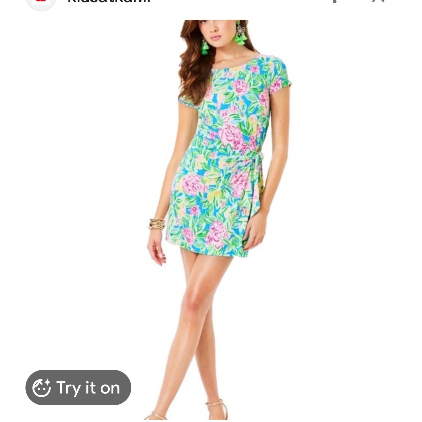 Lilly Pulitzer Mila Shift Dress Blue Pink Floral Sidetie Knit Mini Dress Women S